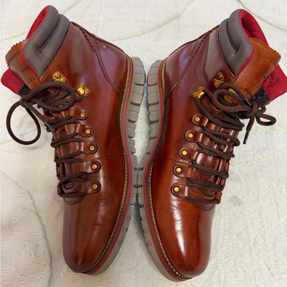 $249 Cole Haan Zerogrand Hiker British Tan Brown Leather Waterproof Boots 10